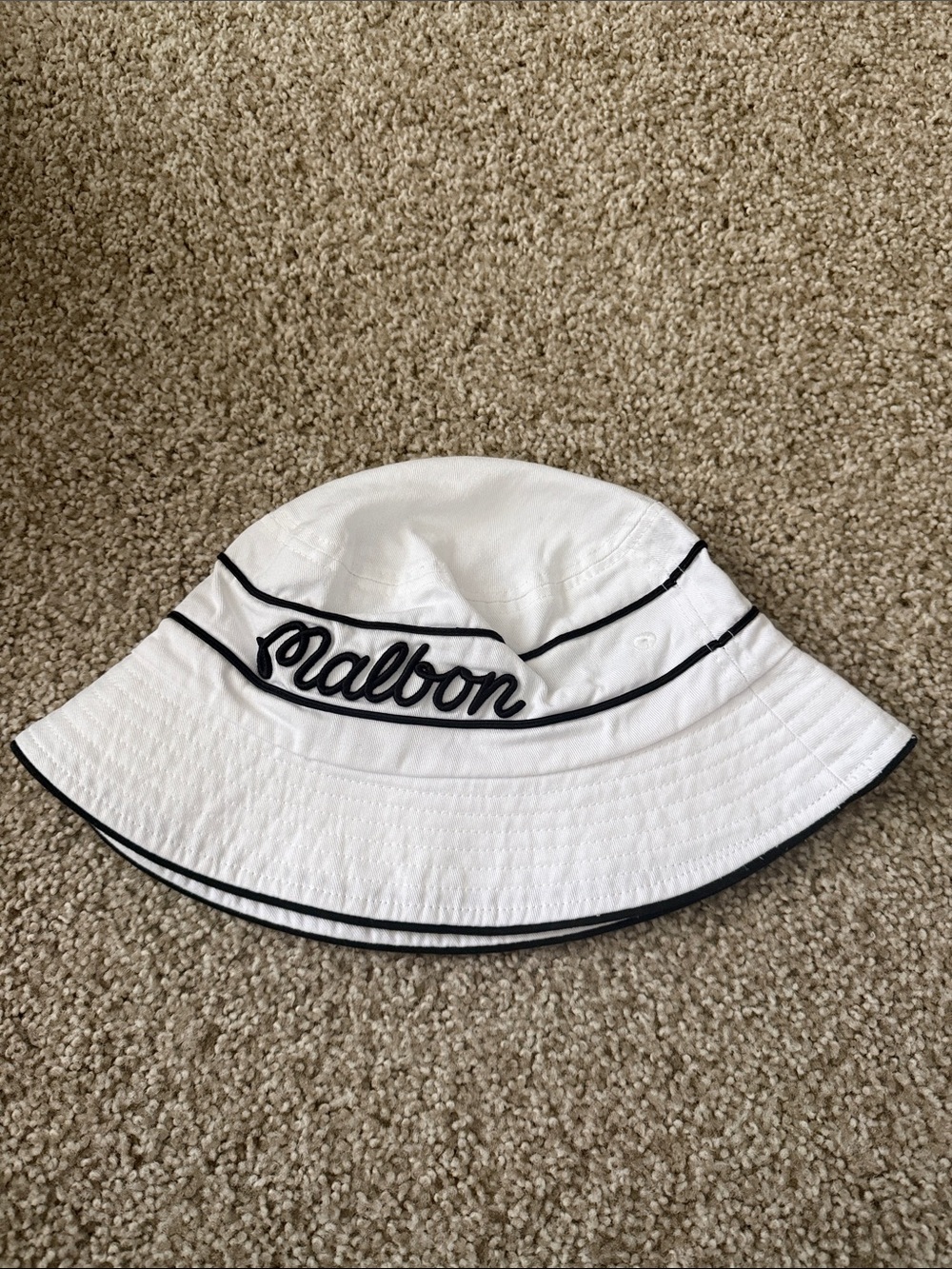 Malbon / Taylor Made White Bucket Hat with Black Trim